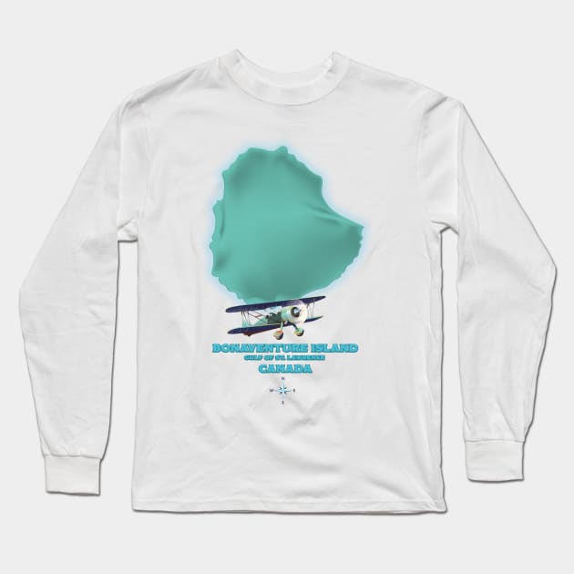 Bonaventure Island Canada map Long Sleeve T-Shirt by nickemporium1